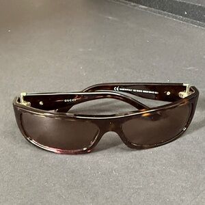 Vintage Italian Gucci Brown Sunglasses W/ Gold Trim 1545/S